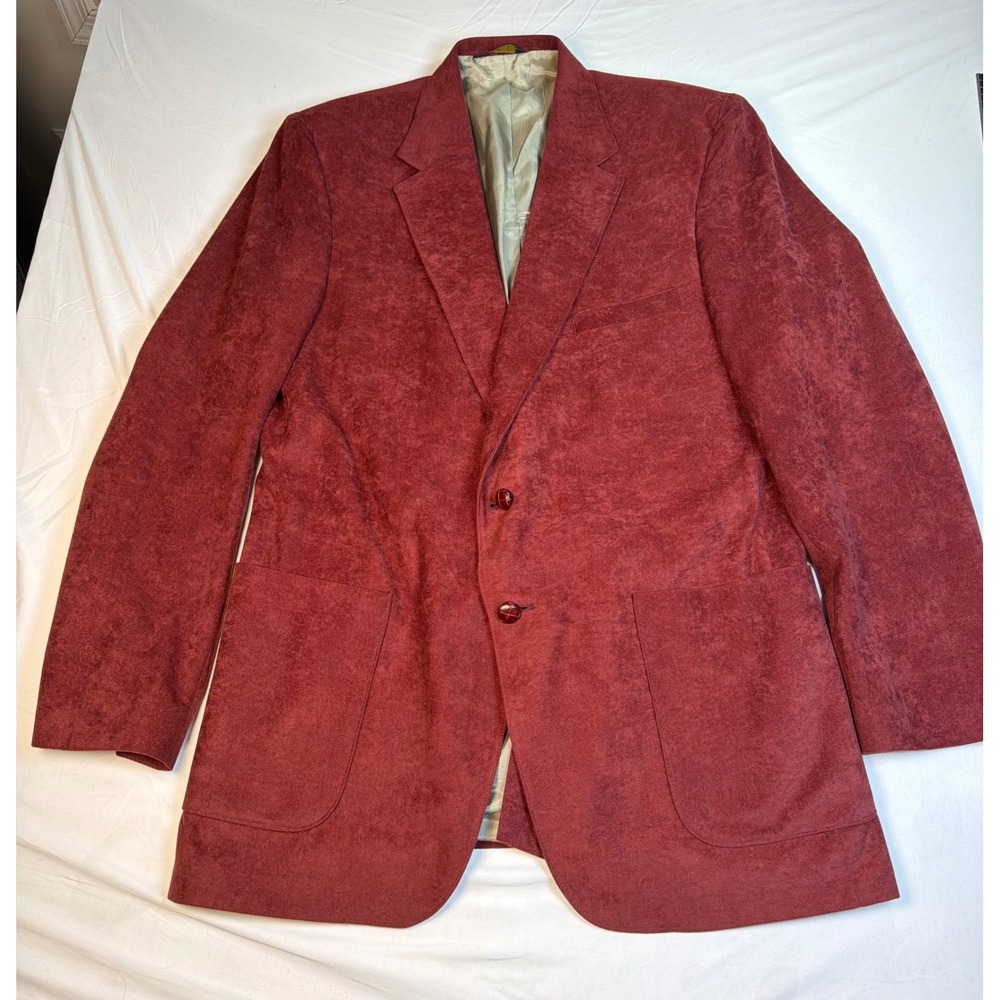 Vintage 70's McGregor Mens Burgundy Faux Suede Sport Coat 2 Button 43R Chest